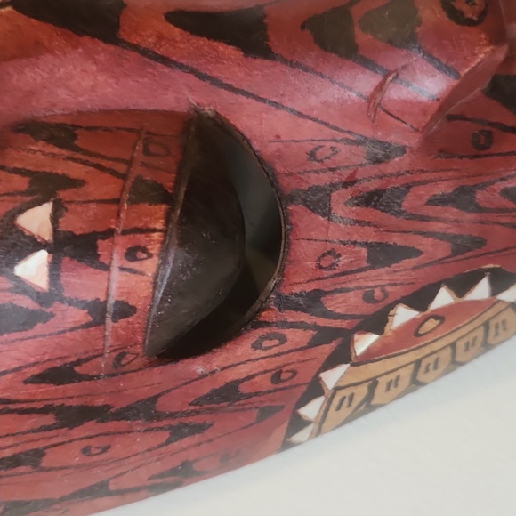 Handcrafted Tribal Mask in Red and Black - Picture 4 of 5
